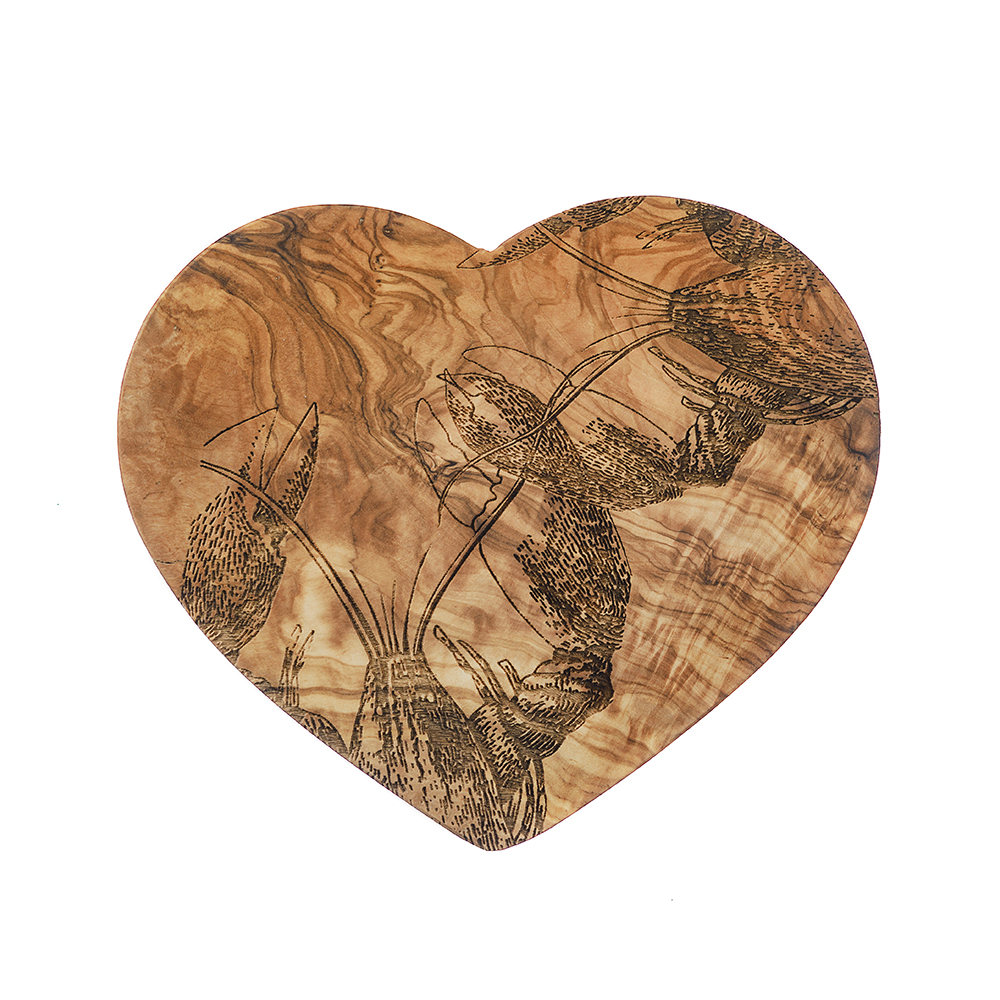 Picture of Lobster Heart Shaped Board 21cm Olive Wood