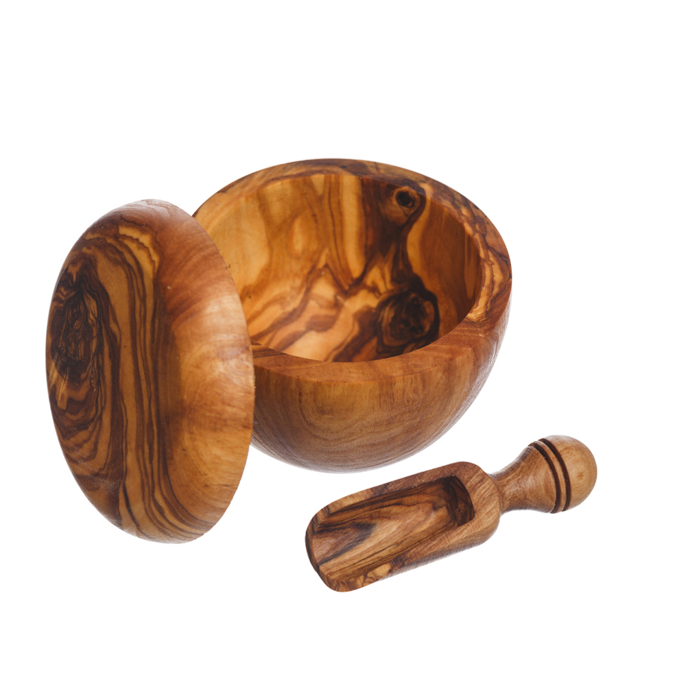 Picture of Salt Pot & Scoop St Olive Wood
