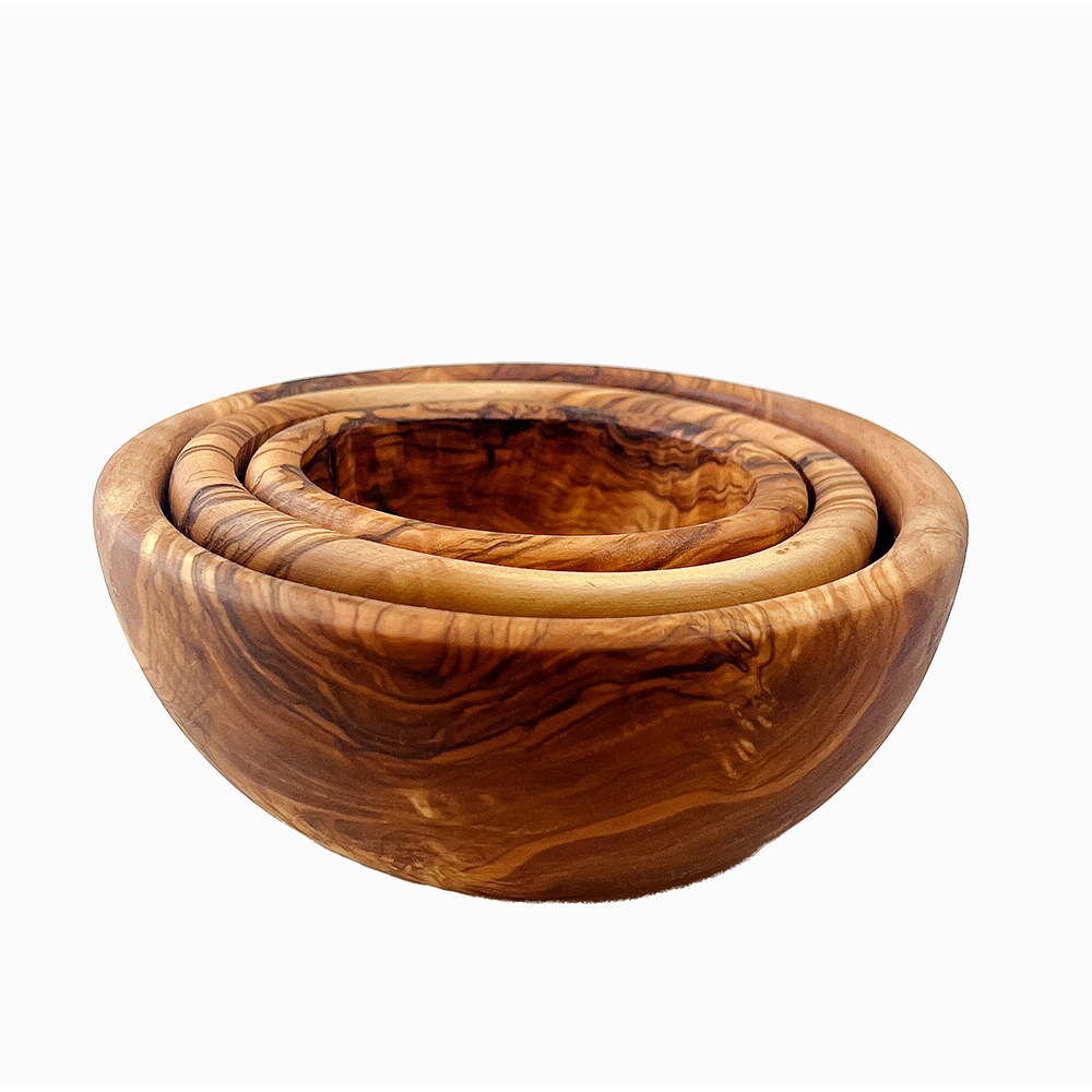 Picture of 3 Rnd Stacking Bowls Olive Wood