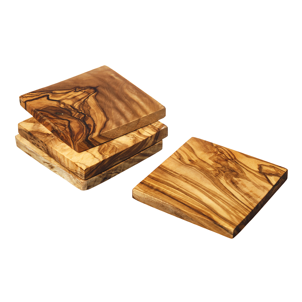Picture of 4 Sq Coasters Olive Wood