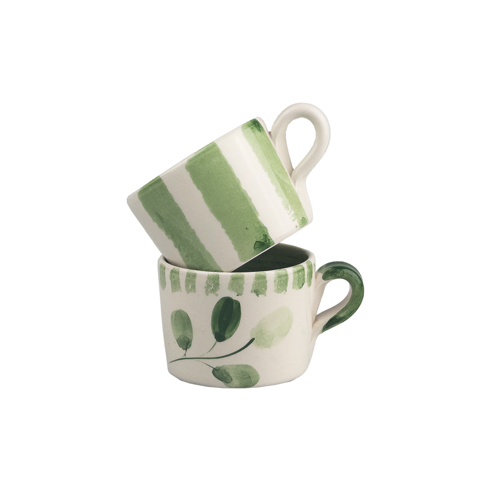 Picture of 2 Ceramic Espresso Cups - Flora Stripe