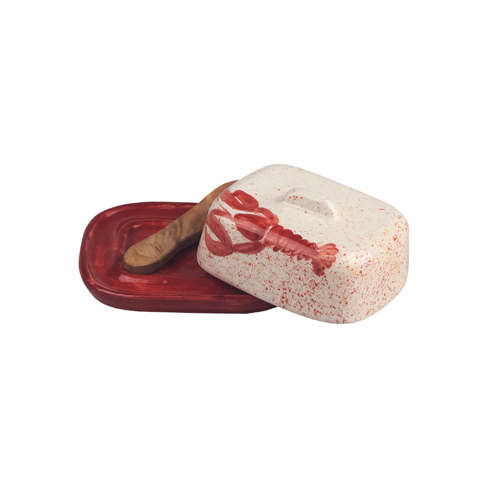 Picture of Mini Ceramic Butter Dish & Knife Set - Red Lobster