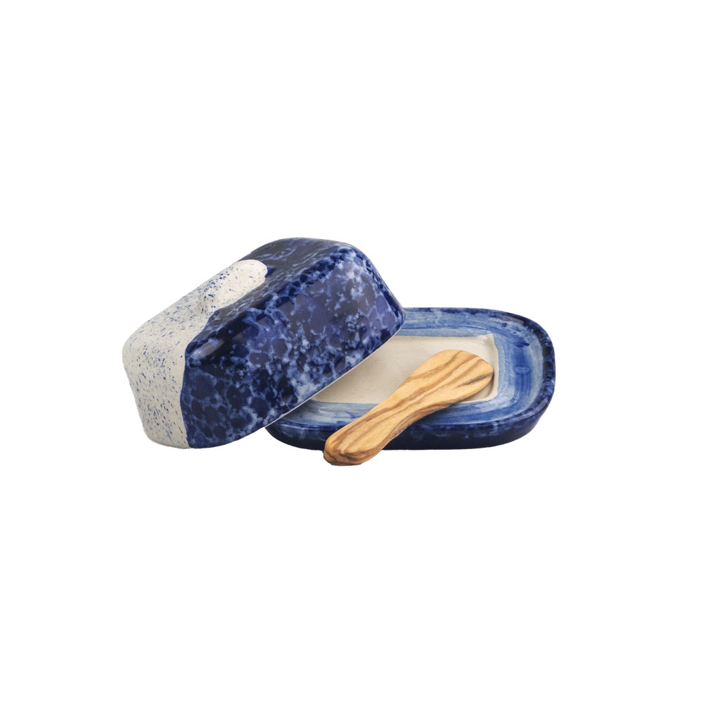 Picture of Mini Ceramic Butter Dish & Knife Set - Wave