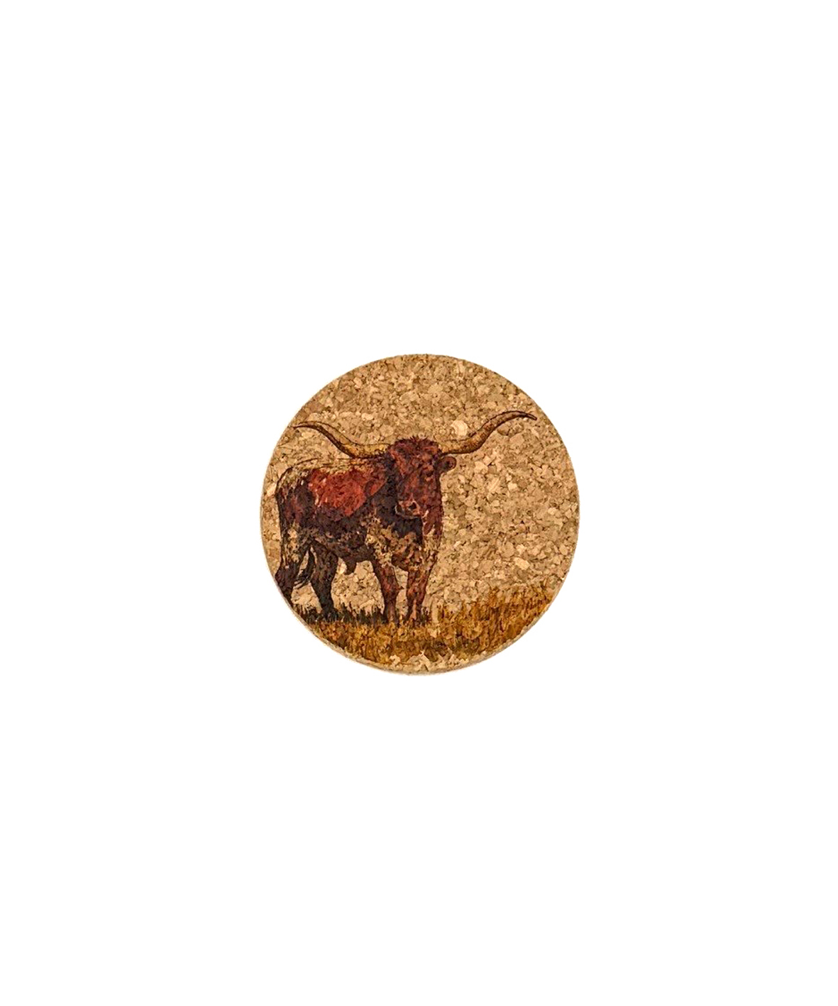 Picture of Single Cork Coaster - Water Colour Texas Longhorn