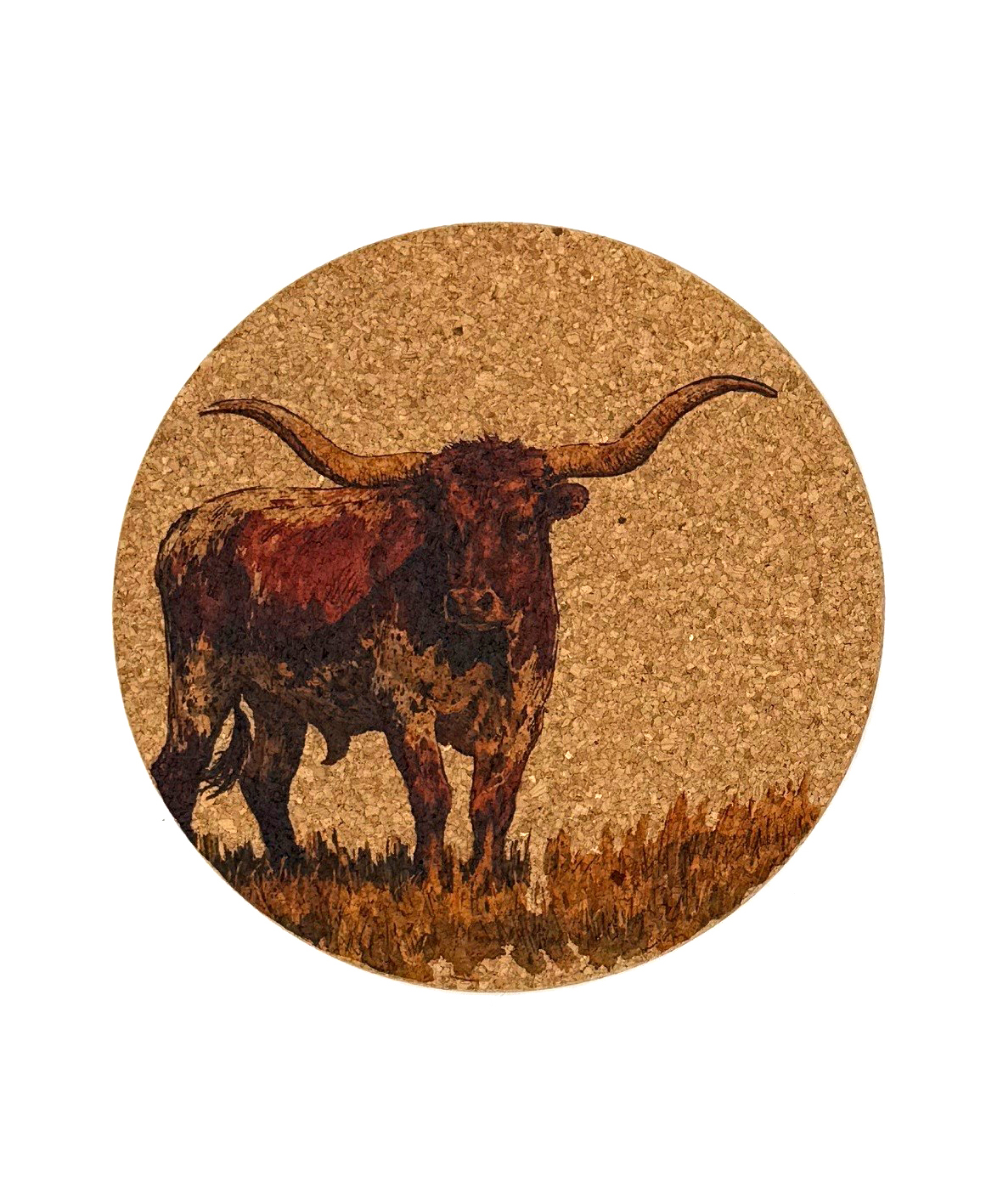 Picture of Cork Place Mat - Water Colour Texas Longhorn