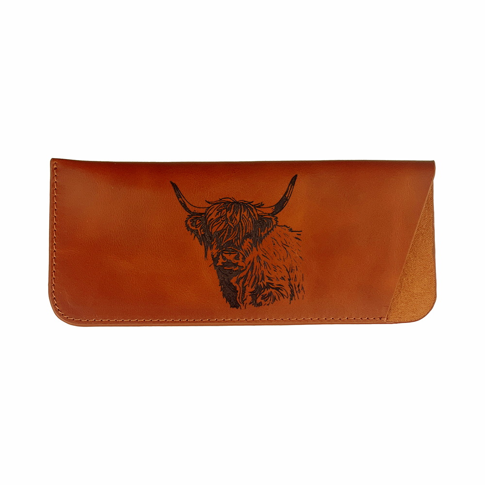 Picture of Leather Glasses Case -  Highland Cow