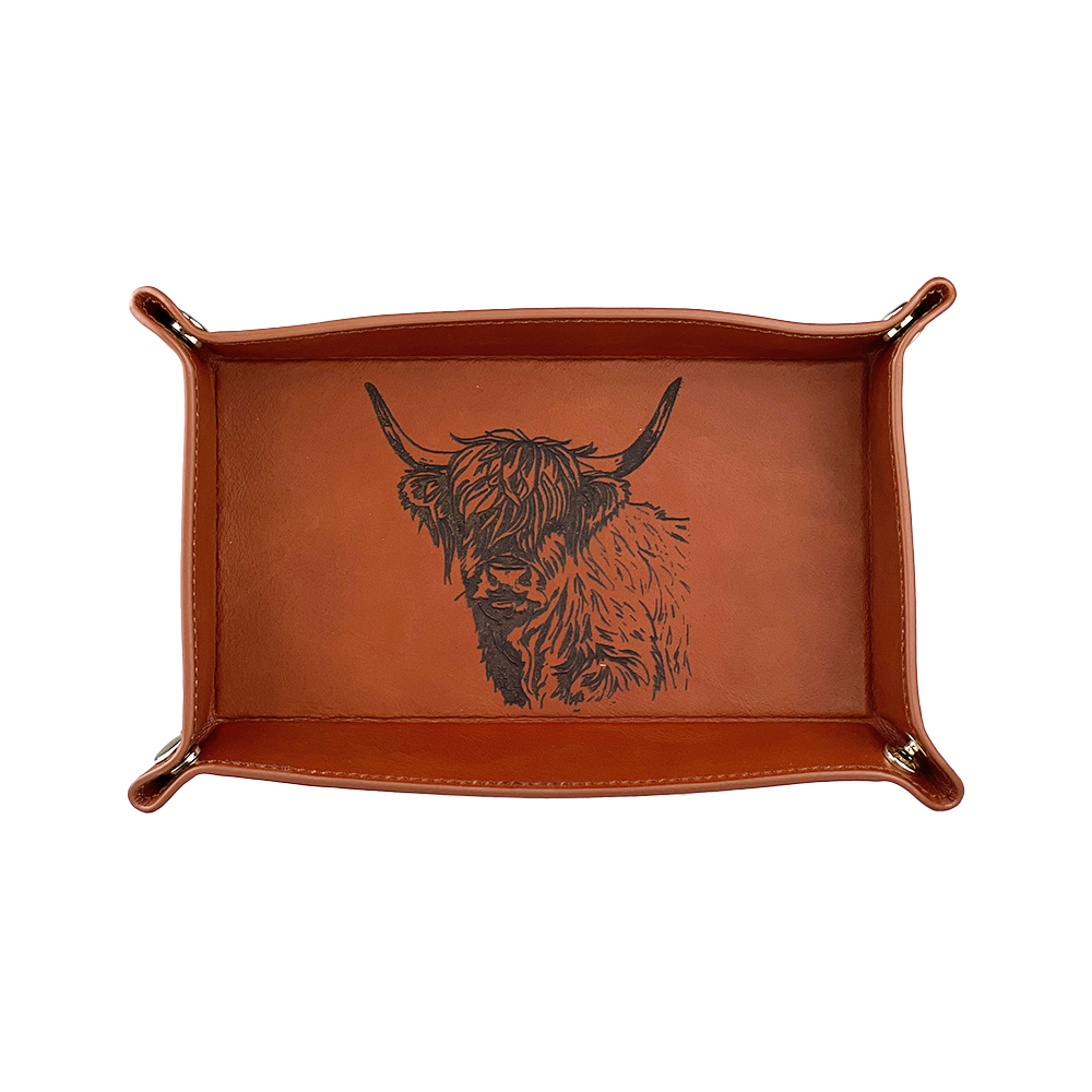 Picture of Leather Trinket Tray - Highland Cow