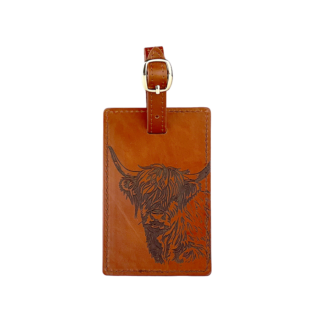 Picture of Leather Luggage Tag - Highland Cow