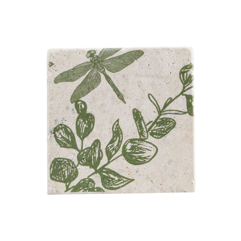 Picture of Single Stone Coaster - Dragonfly & Flora