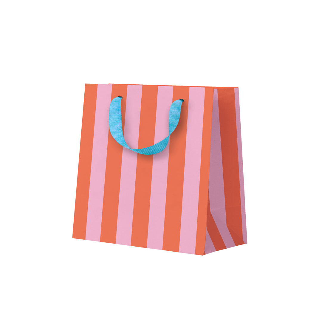 Picture of Pink and Orange Stripe Small Gift Bag (11784)