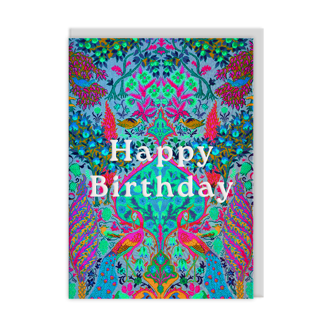 Picture of Neon Floral Peacock Greeting Card (12586)