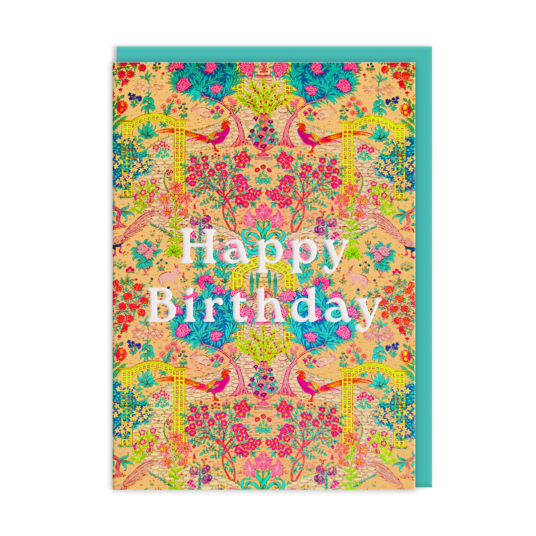 Picture of Neon Floral Ornate Garden Greeting Card (12588)