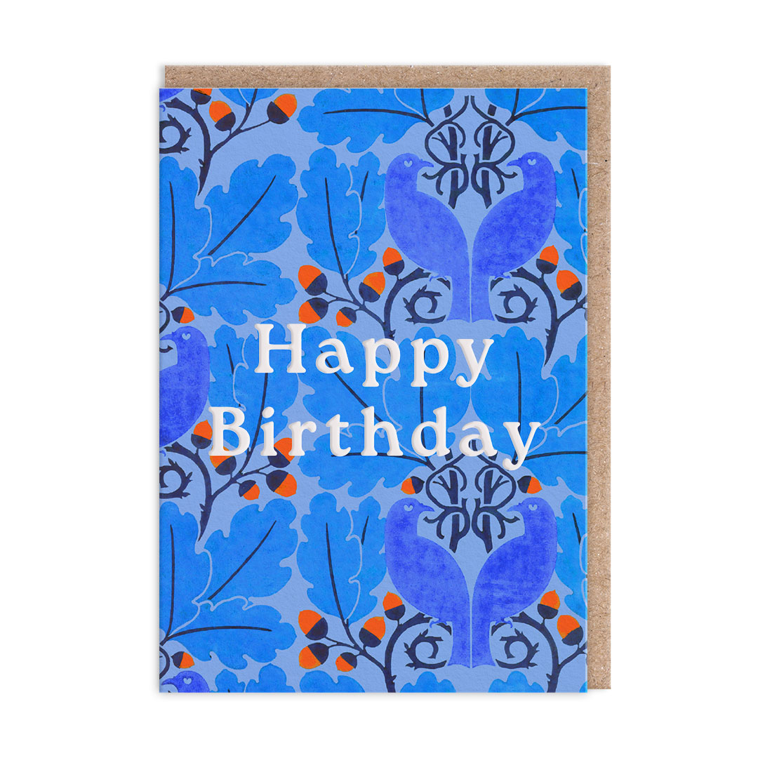 Picture of Neon Floral Blue Oak Greeting Card (12590)