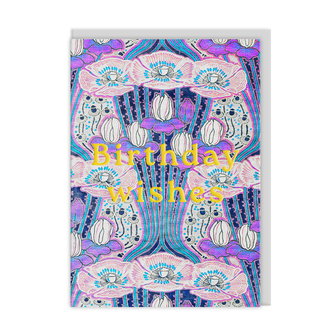 Picture of Neon Floral Art Deco Floral Greeting Card (12593)