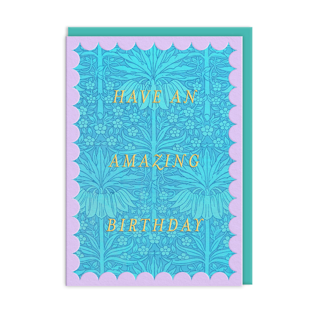 Picture of Scalloped Blue Fritillaria Greeting Card (12610)