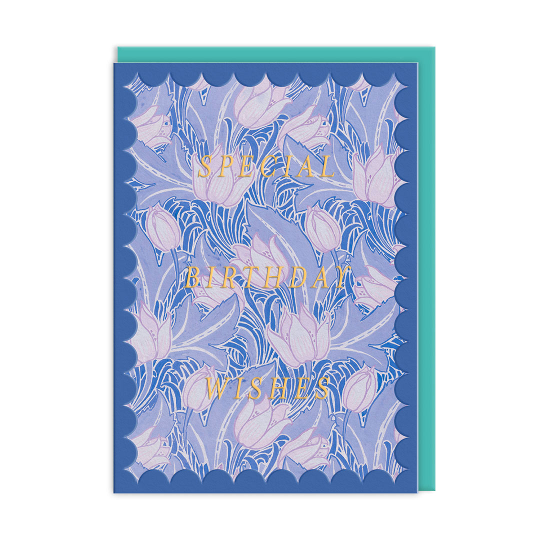 Picture of Scalloped Blue Arts & Crafts Greeting Card (12615)