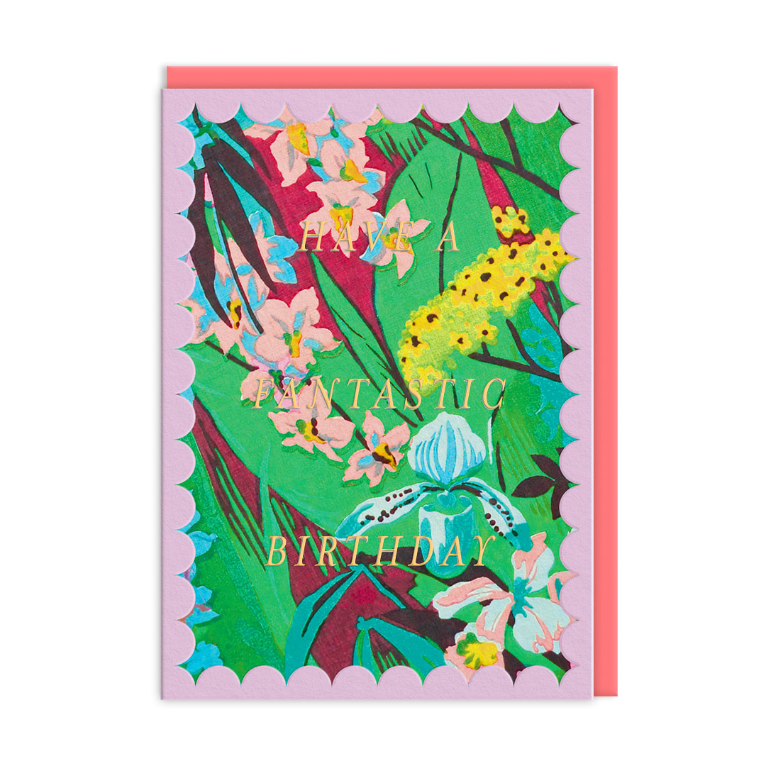 Picture of Lilac Tropical Florals Greeting Card (12617)