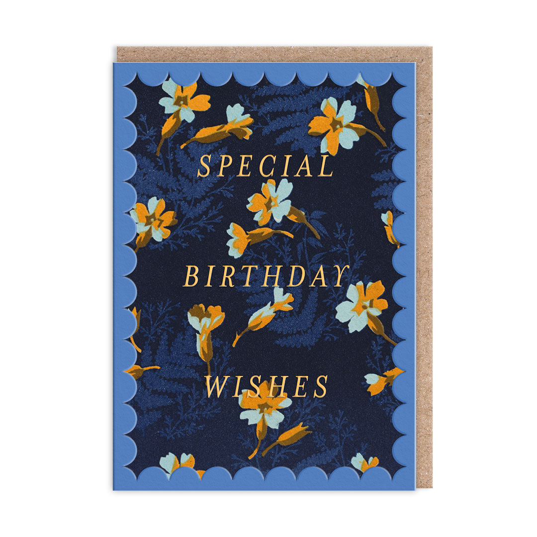 Picture of Navy & Orange Floral Greeting Card (12619)