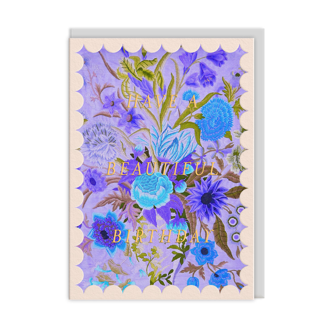 Picture of Purple & Blue Floral Greeting Card (12620)