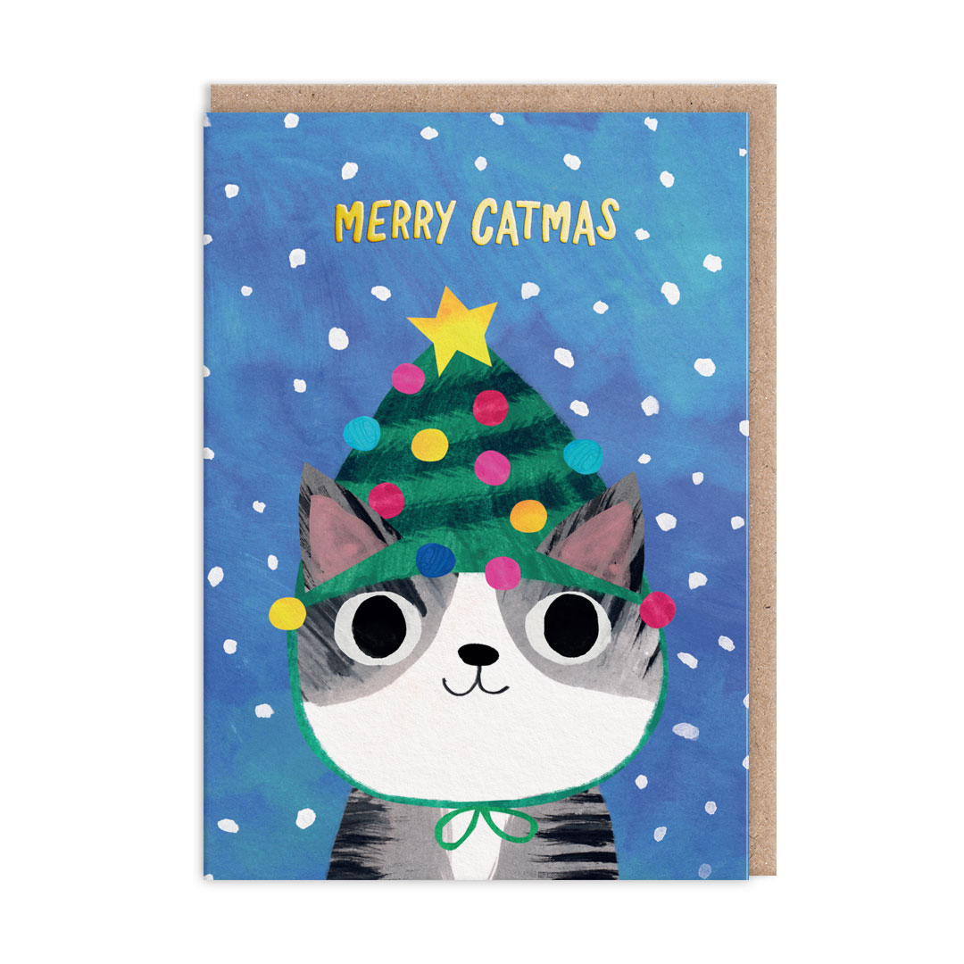 Picture of Tree Hat Kitty Greeting Card (12897)
