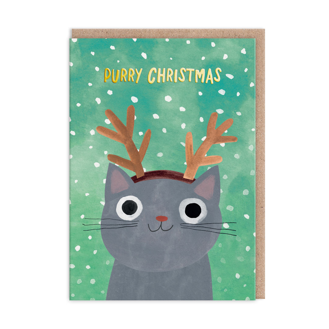 Picture of Reindeer Kitty Greeting Card (12899)