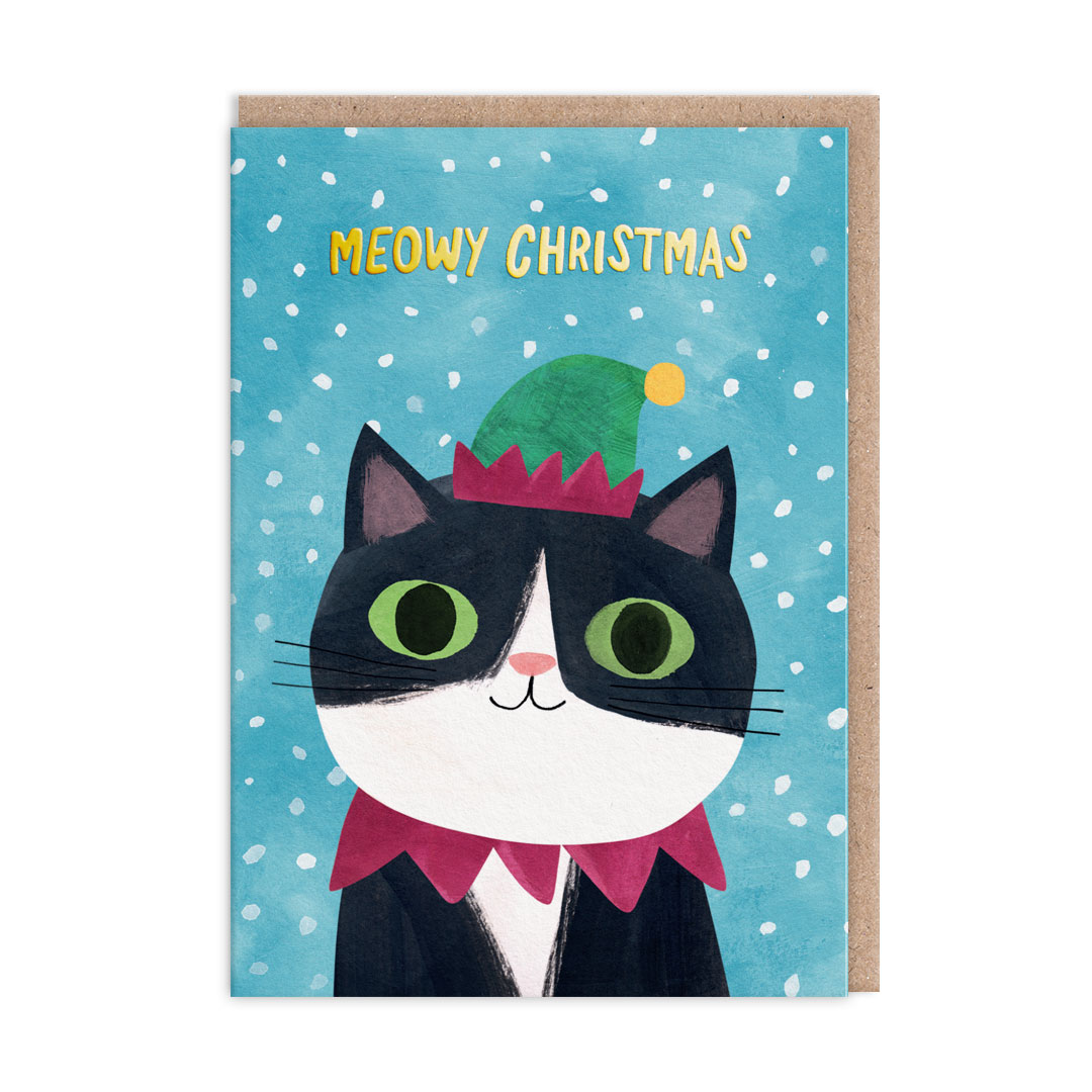 Picture of Elf Hat Kitty Greeting Card (12900)