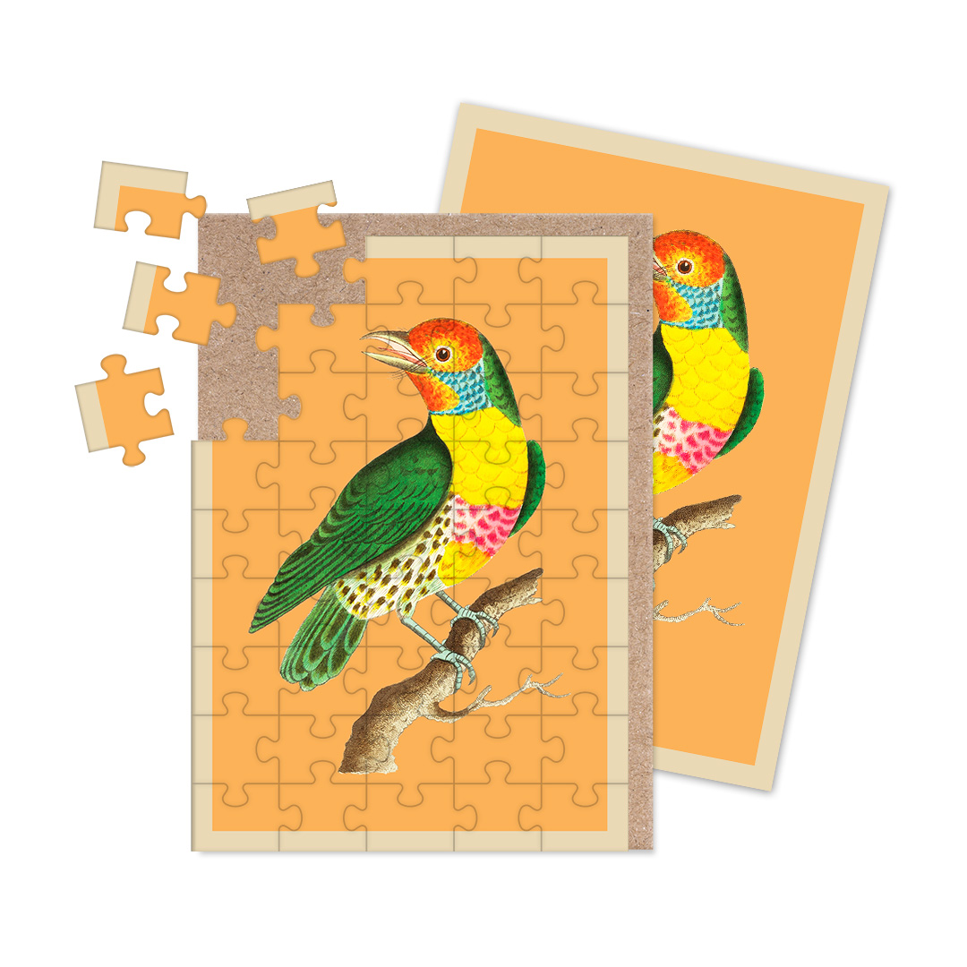 Picture of Lemon-Throated Barbet Jigsaw Greeting Card (12942)
