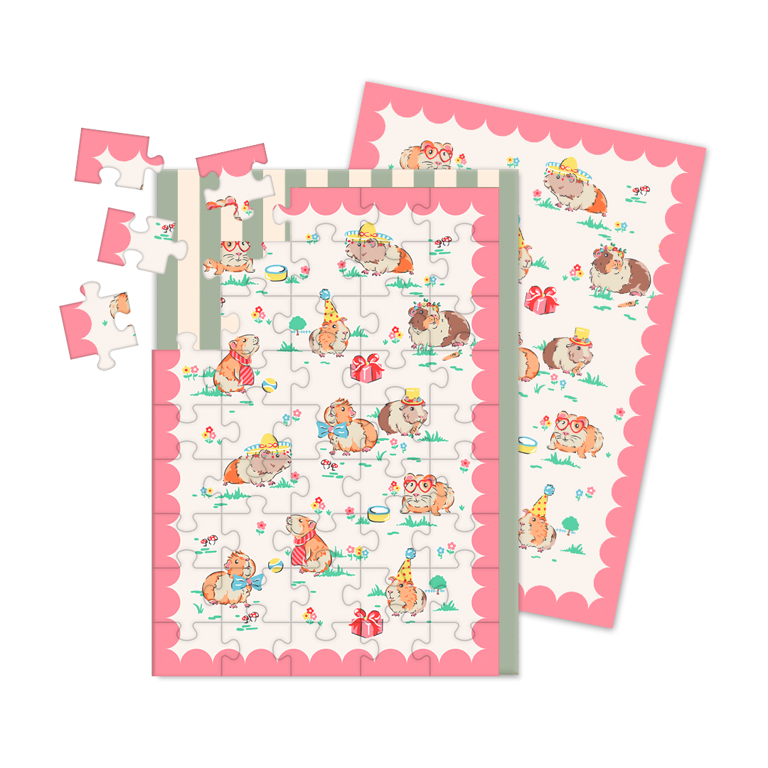 Picture of Guinea Pig Party Jigsaw Greeting Card (12953)