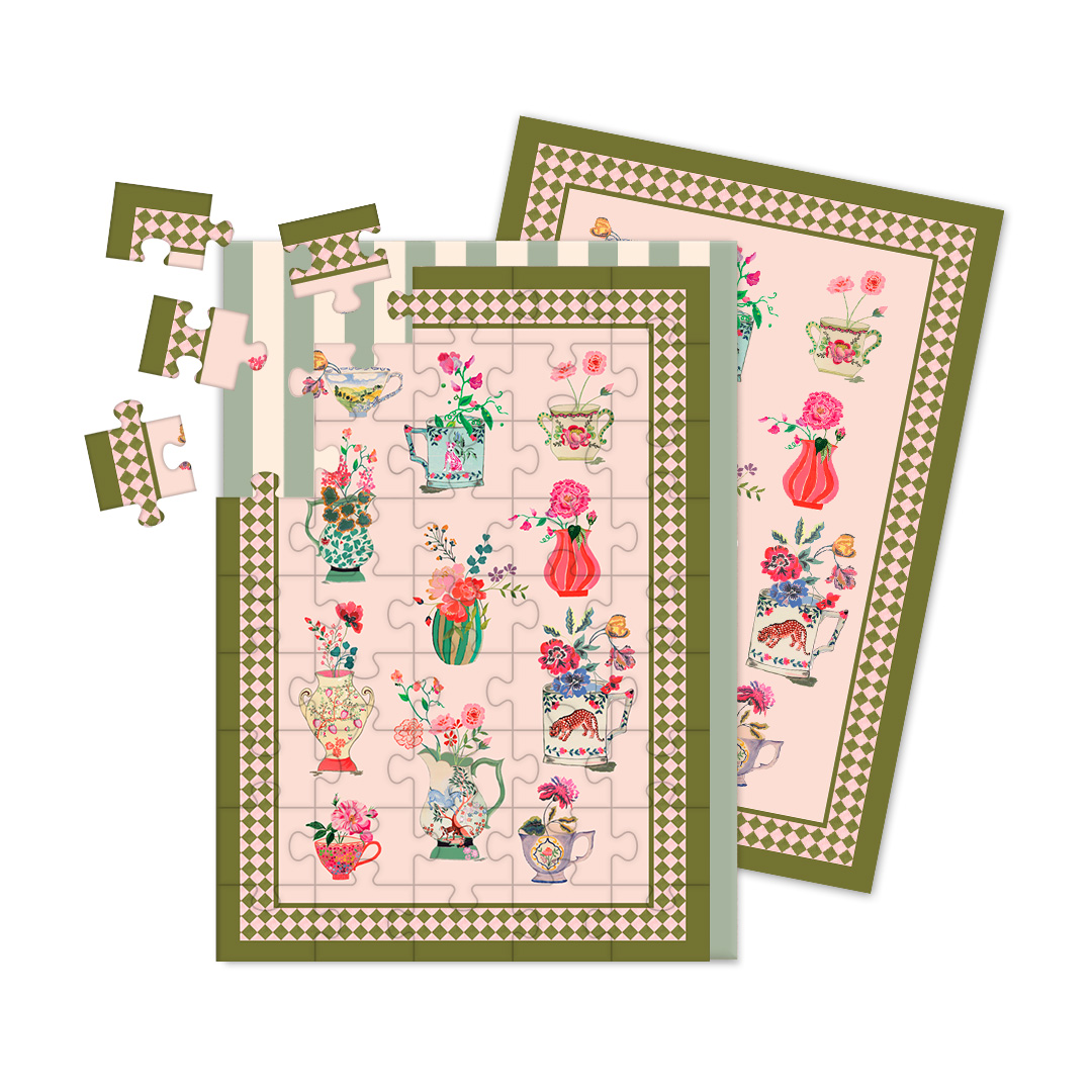 Picture of Vases Jigsaw Greeting Card (12955)