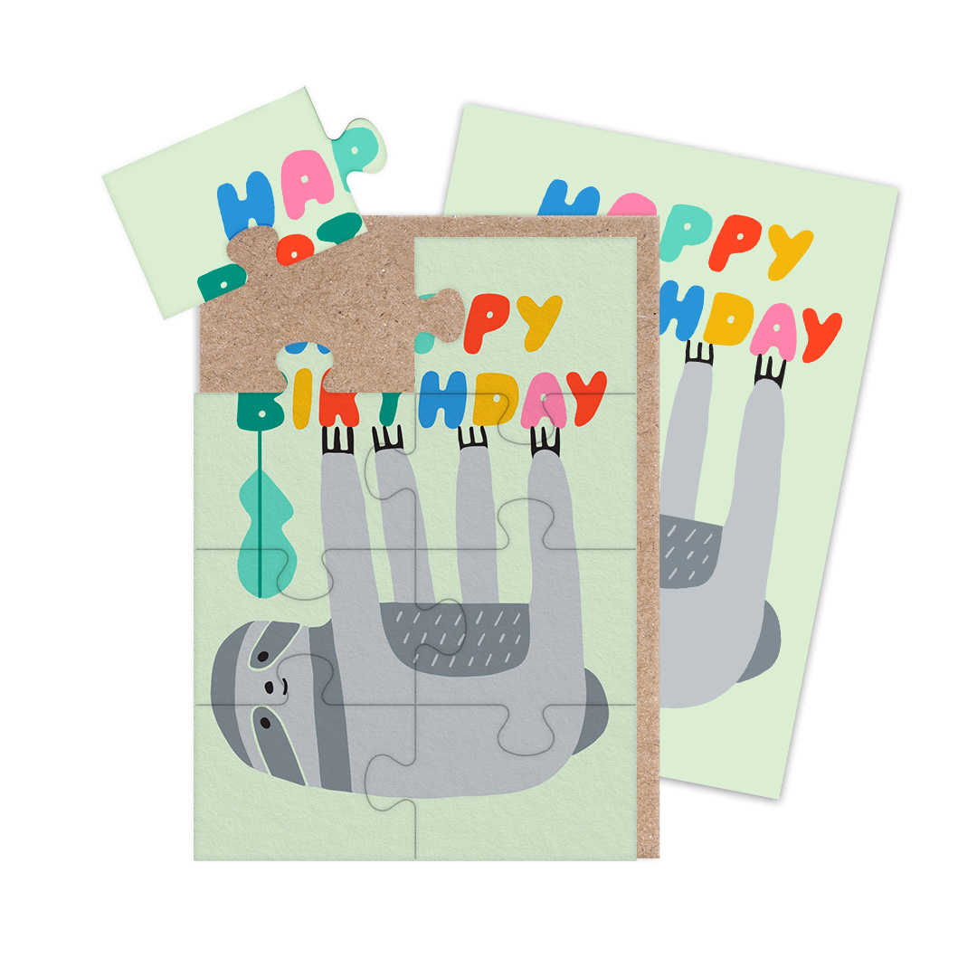 Picture of Birthday Sloth Jigsaw Greeting Card (12968)