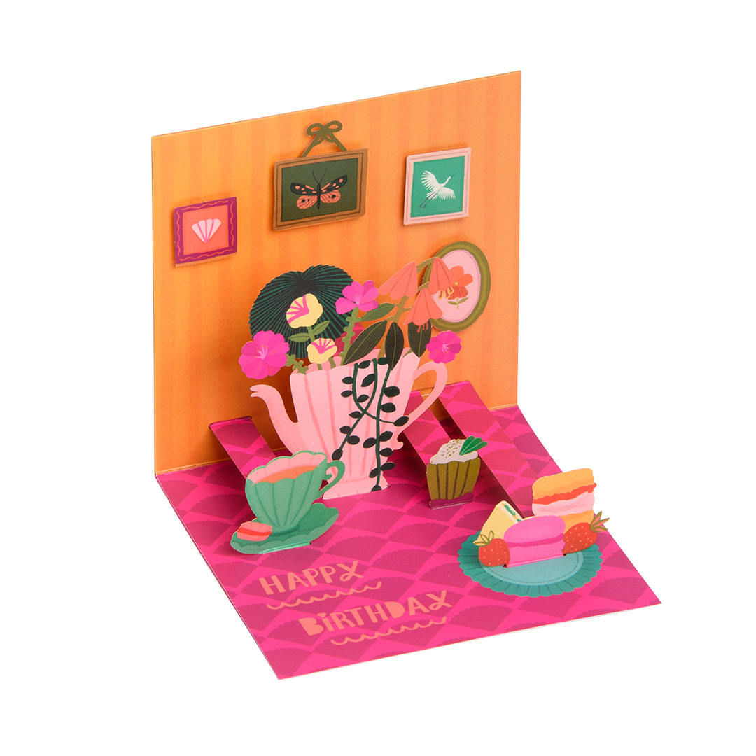 Picture of Teapot Vase Pop-up Greeting Card (12973)