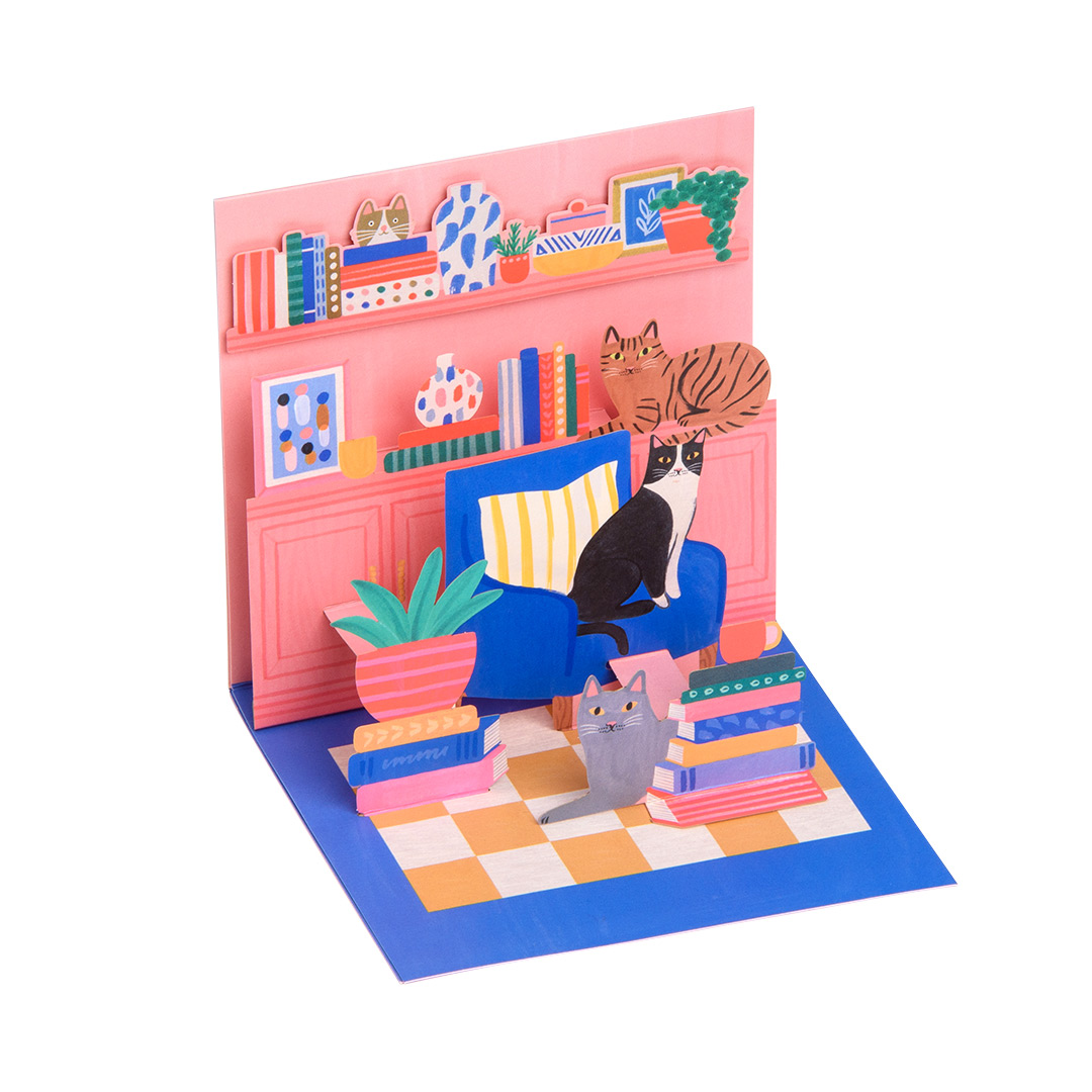 Picture of Cat Book Nook Pop-up Greeting Card (13006)