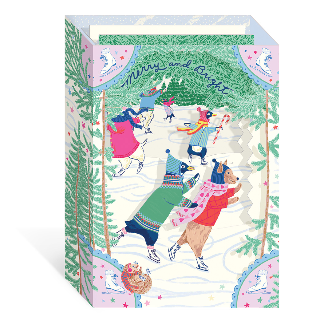 Picture of Merry And Bright Skating Greeting Card (3D)(13077)