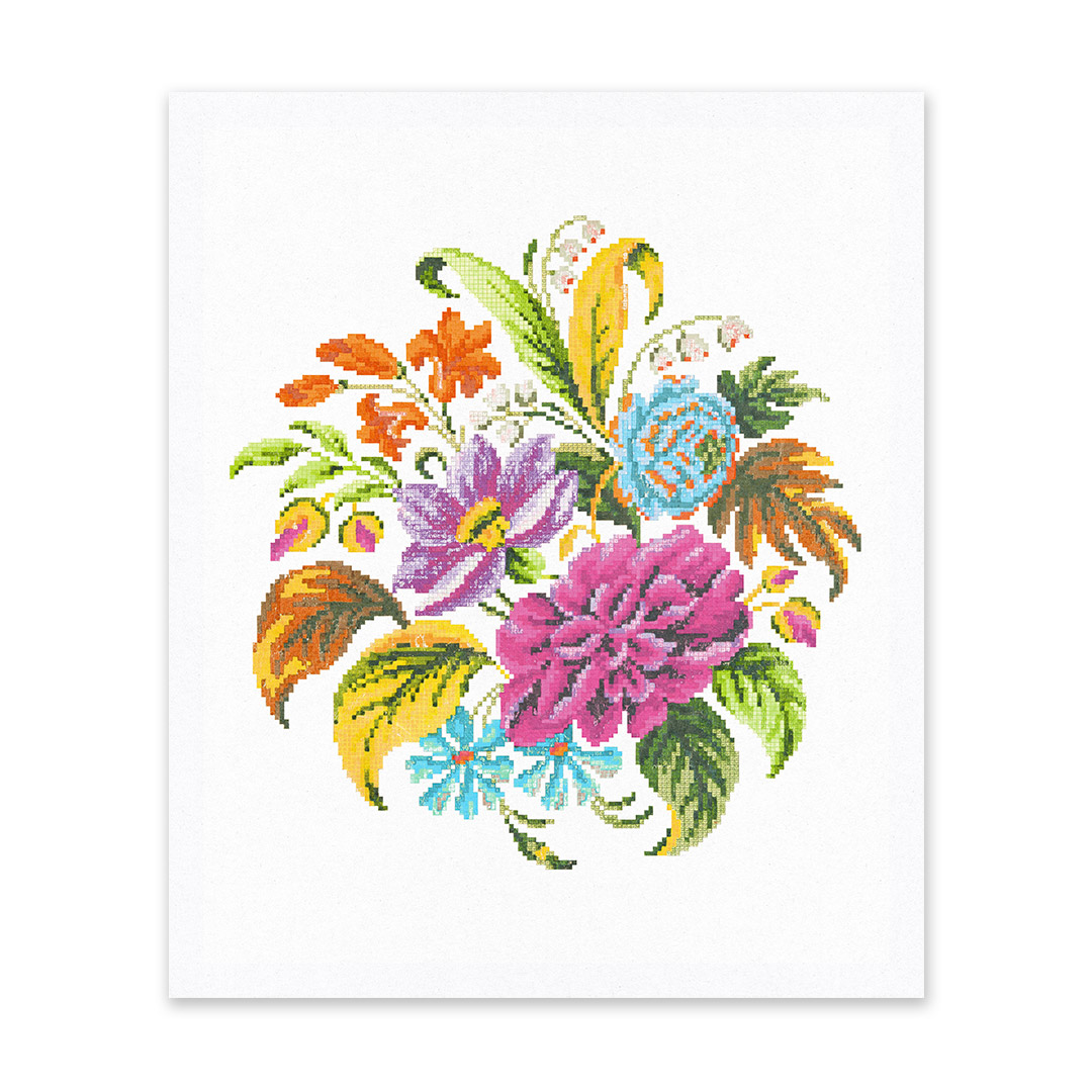 Picture of Embroidered Floral Riso Print (10x12) (13291)