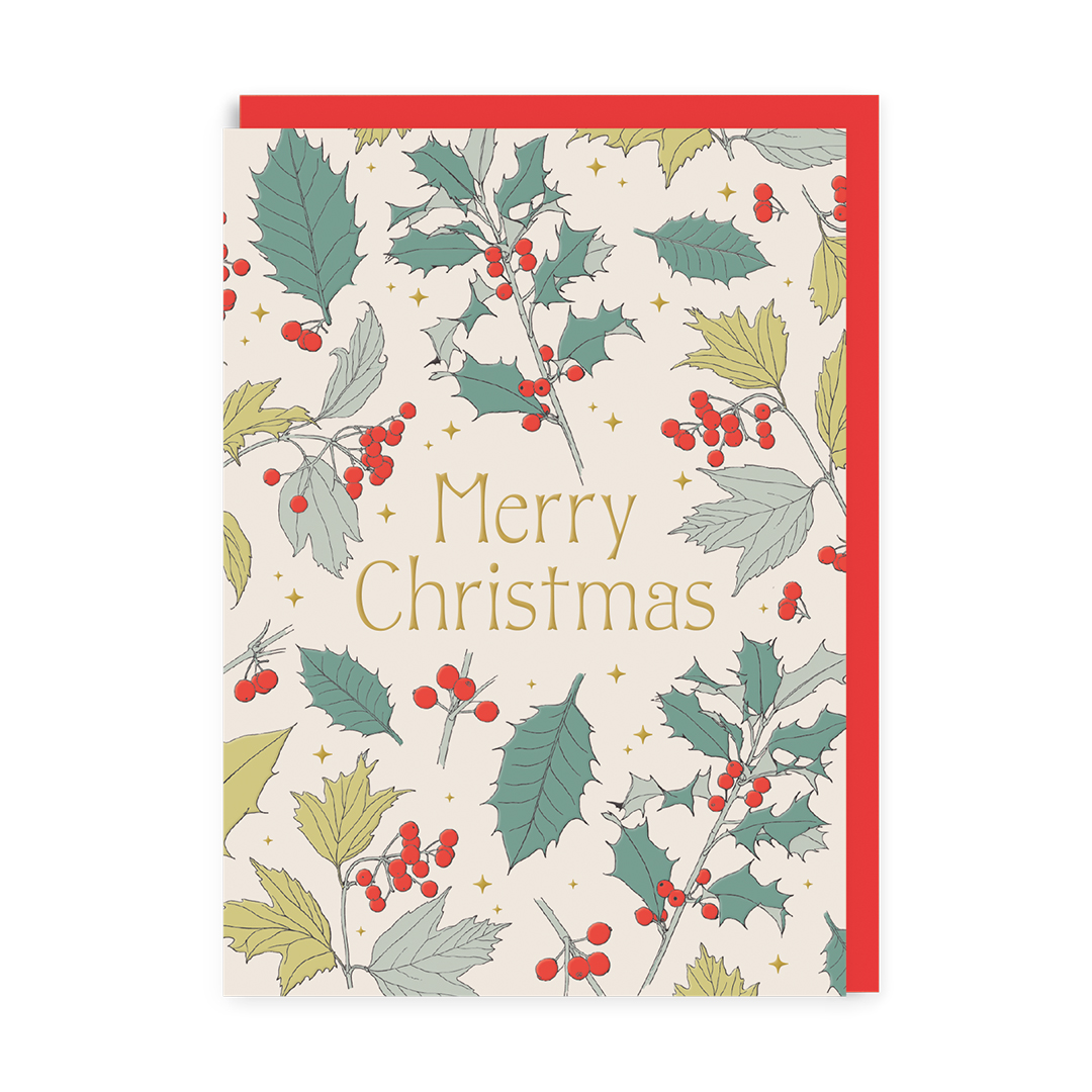 Picture of Merry Christmas Holly Greeting Card (13466)