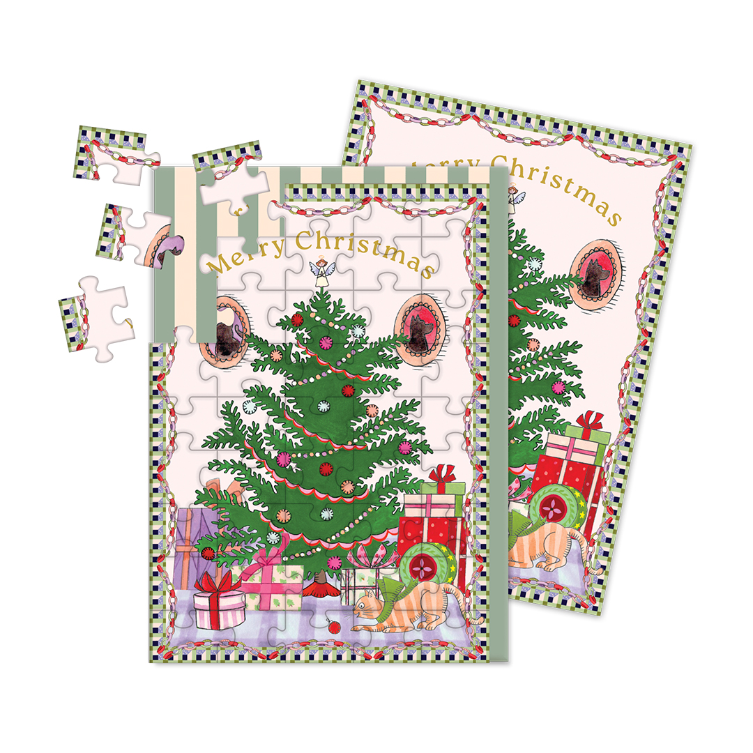 Picture of Christmas Living Room Jigsaw Greeting Card (13576)