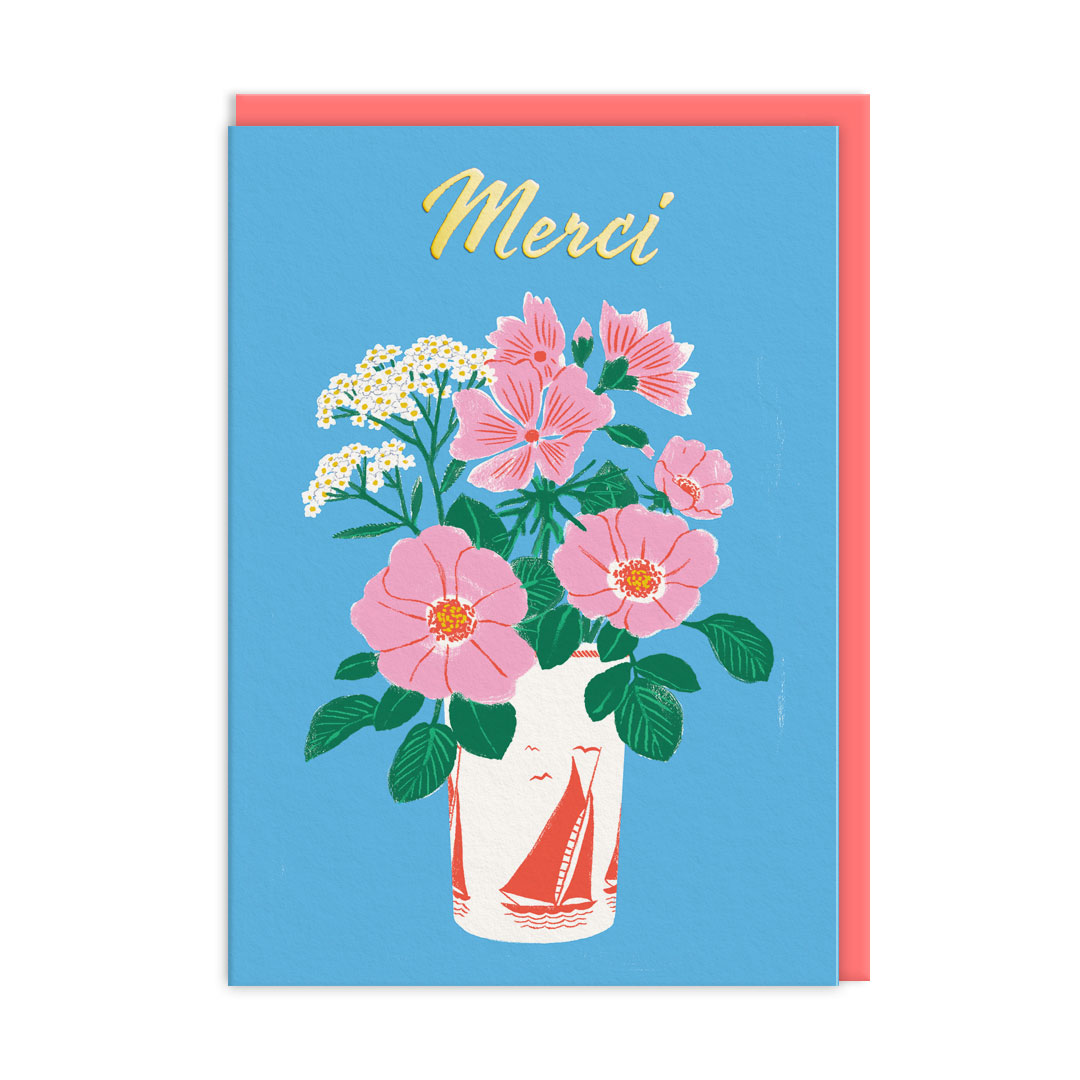 Picture of Merci Thank You Floral Greeting Card (13588)