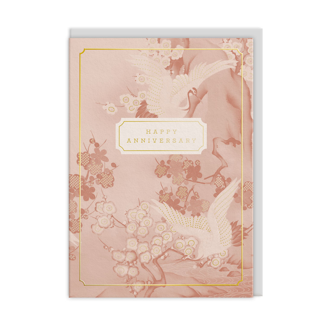 Picture of Cranes & Blossom Greeting Card (13763)