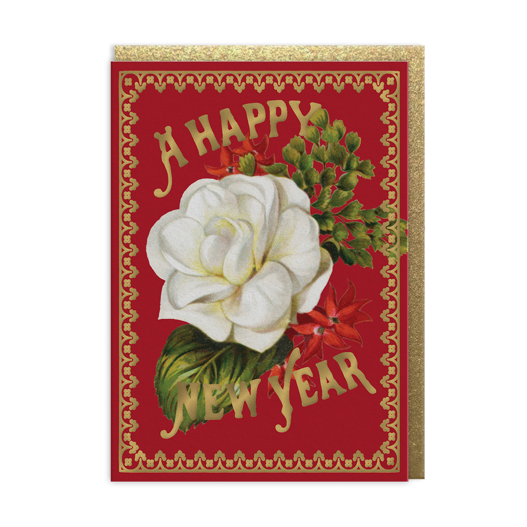 Picture of Happy New Year Flower Greeting Card (13796)