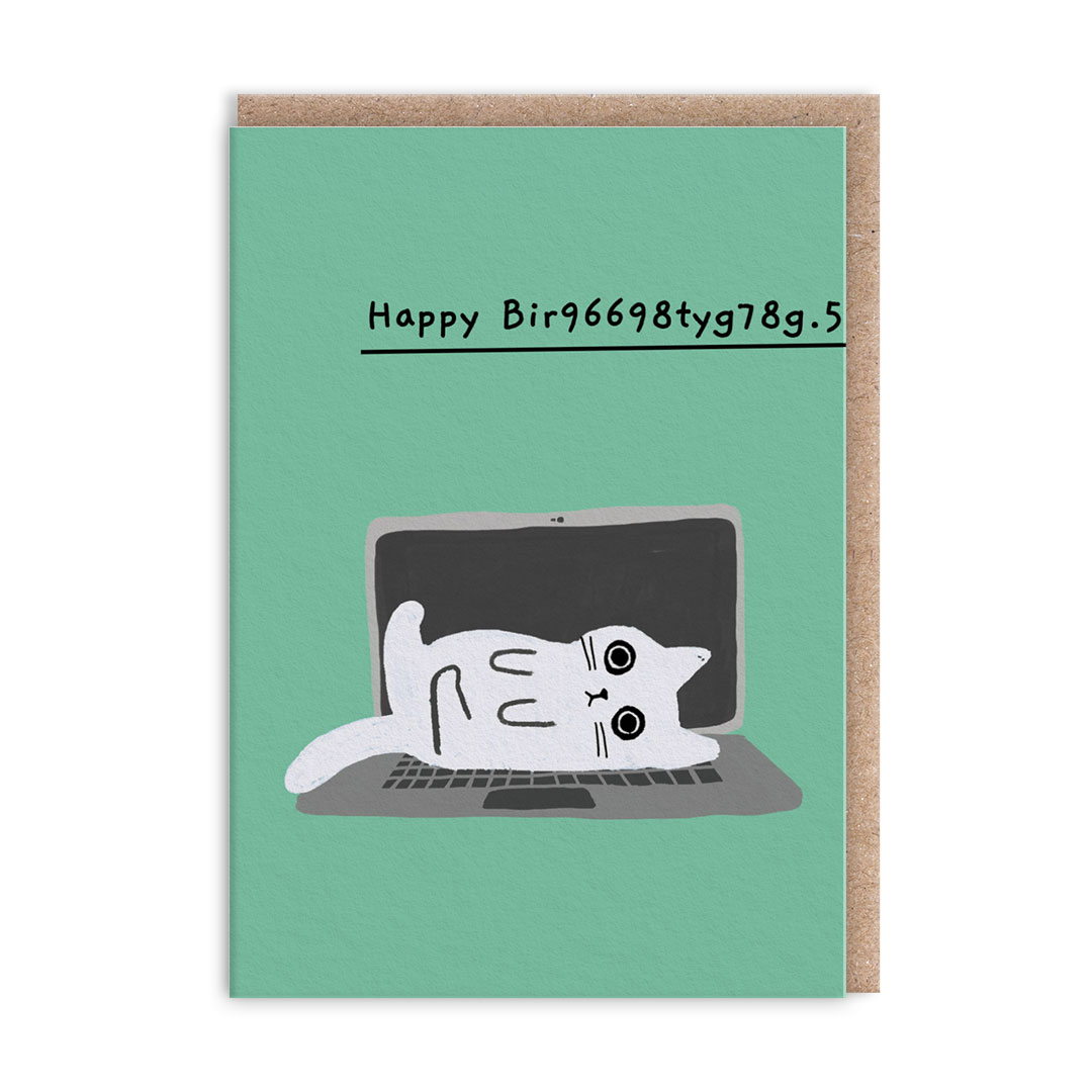 Picture of Laptop Kitten Mini Greeting Card (14008)