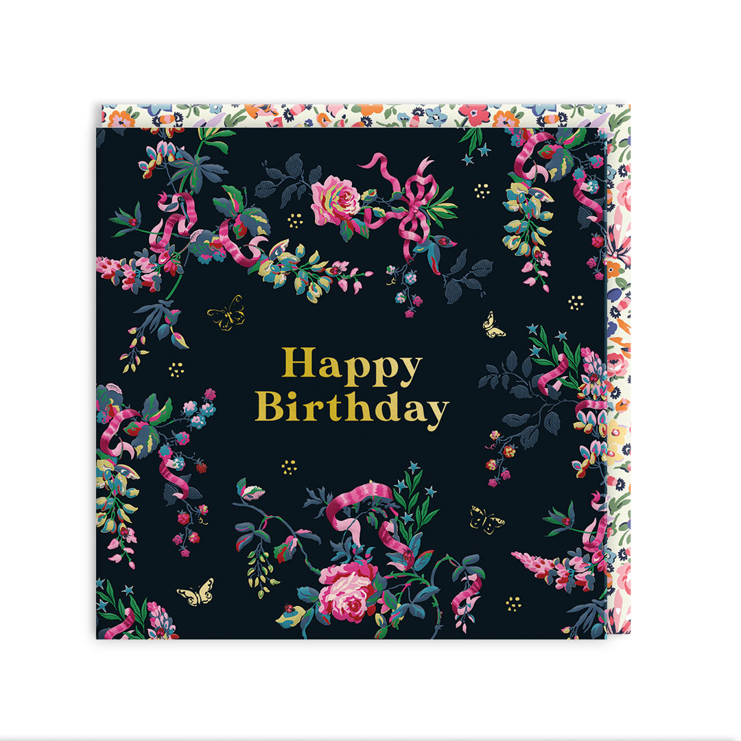 Picture of Black Flowers Greeting Card (105 x 105mm) (14281)