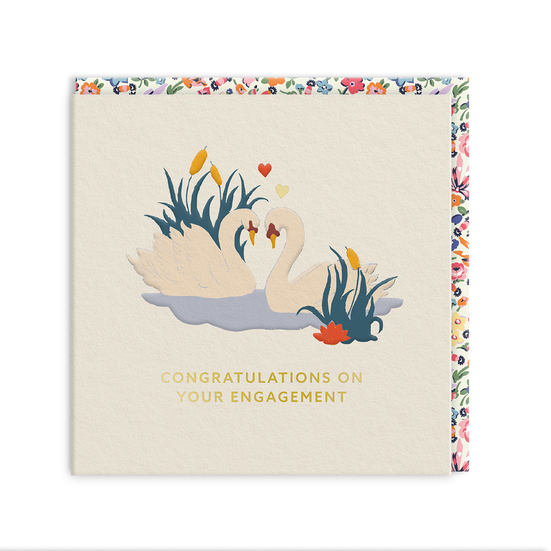 Picture of Engagement Swans Greeting Card (105mm) (14293)