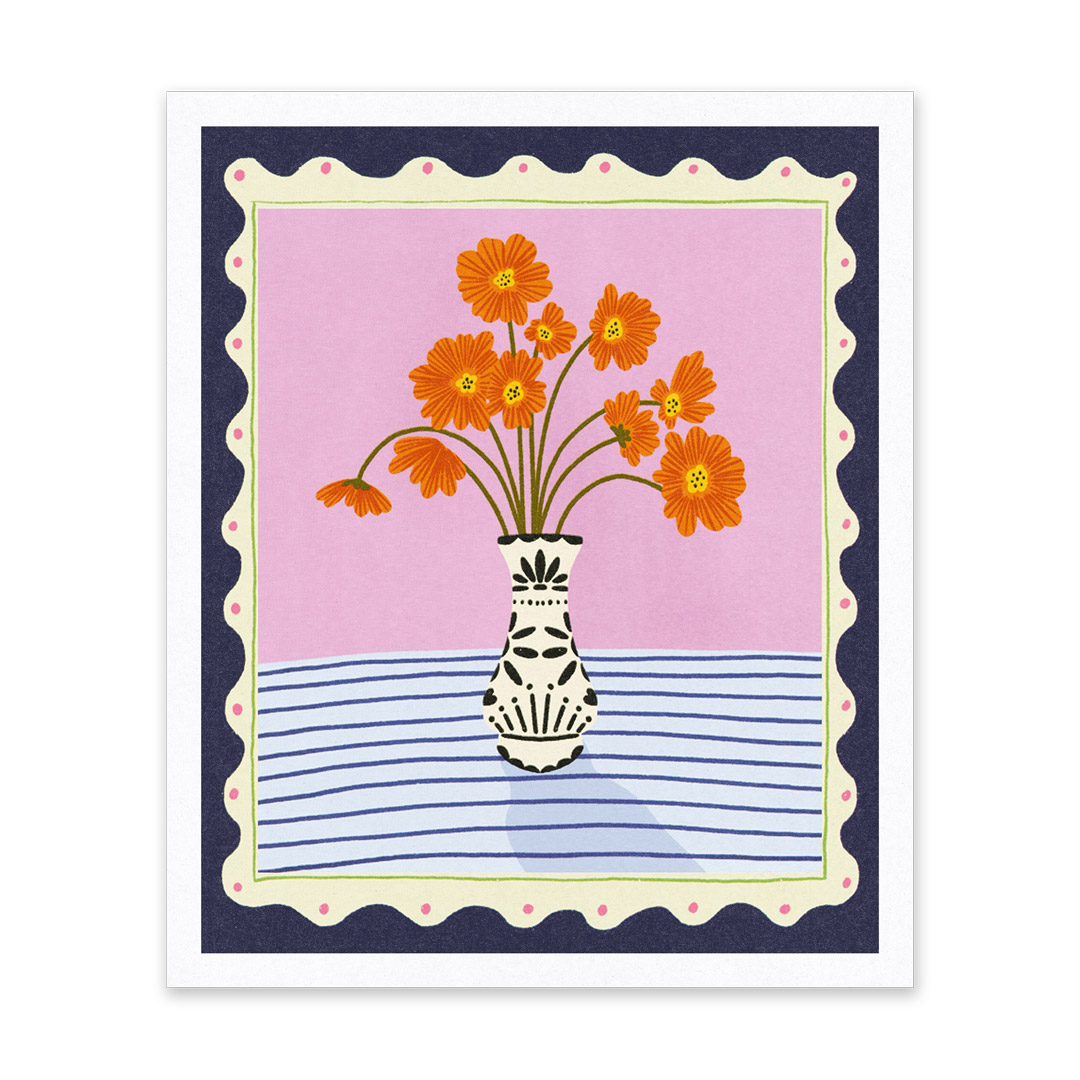 Picture of Orange Flowers Riso Print (10x12) (14584)