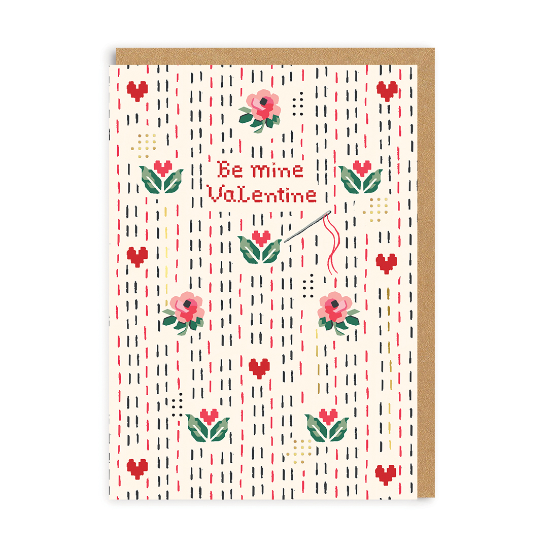 Picture of Stitch Ditsy - Be mine Valentine Card (6849)