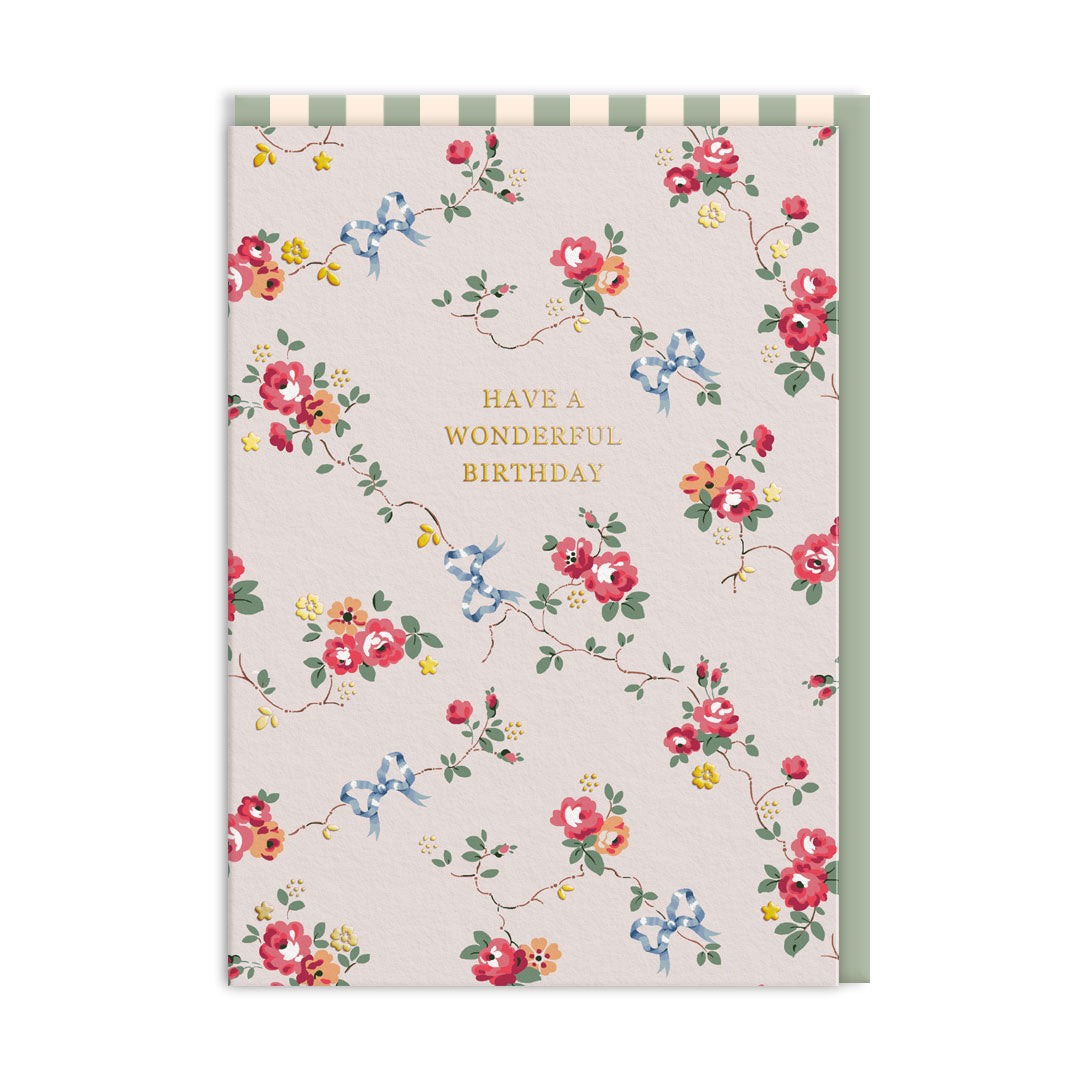 Picture of Wonderful Birthday Bows and Roses Card (11518)