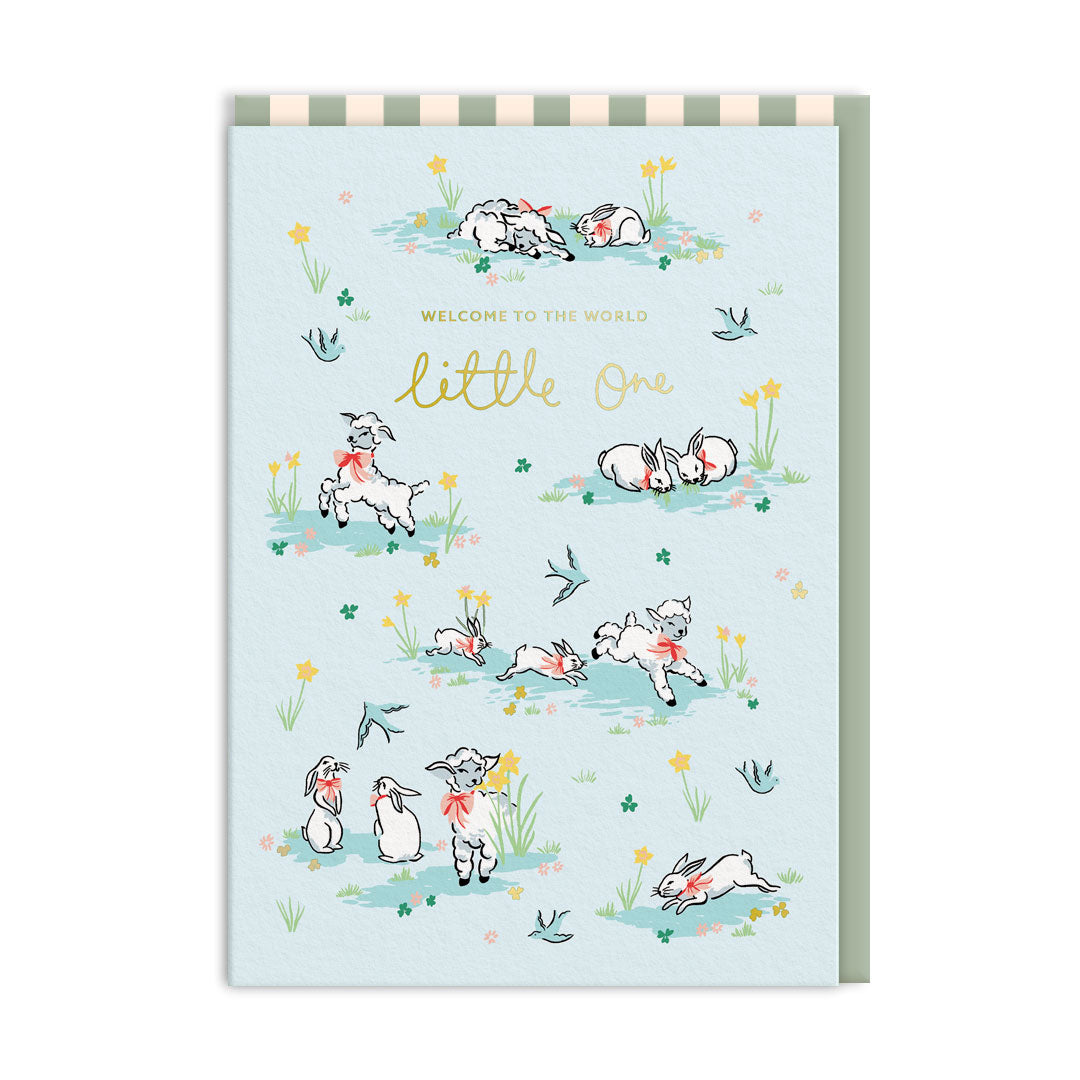 Picture of Hello Little One Lambs Greeting Card (7395)
