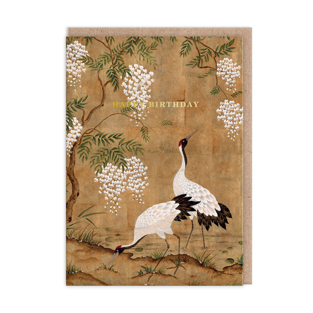 Picture of Cranes and Wisteria Greeting Card (9903)
