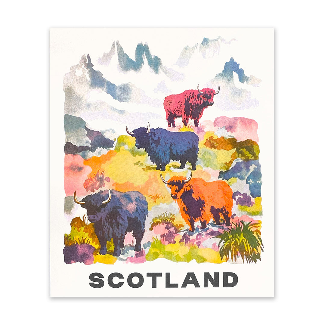 Picture of Scotland Highland Cows Riso Print (10x12) (11271)