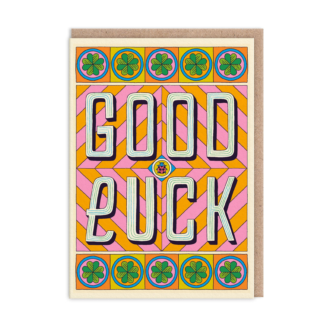 Picture of Good Luck Typographic Greeting Card (9829)