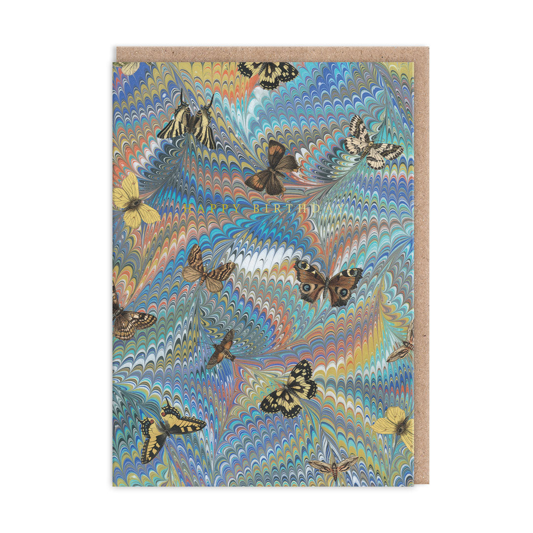 Picture of Marble Butterfly Blue Greeting Card (12049)
